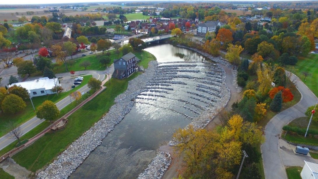 Completed Frankenmuth Rock Ramp GLFER Project, Cass River, MI. Completed Frankenmuth Rock Ramp GLFER Project, Cass River, MI.