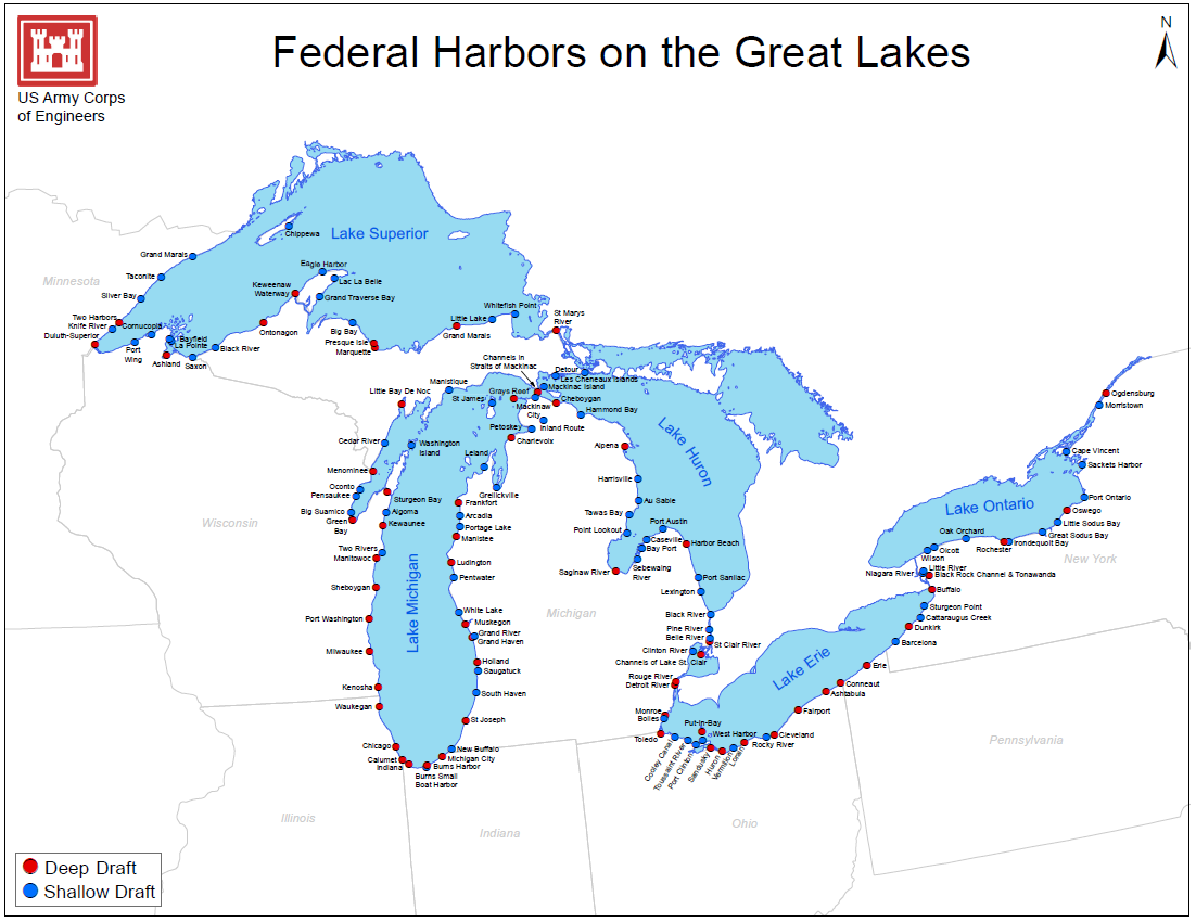 Great Lakes harbor map